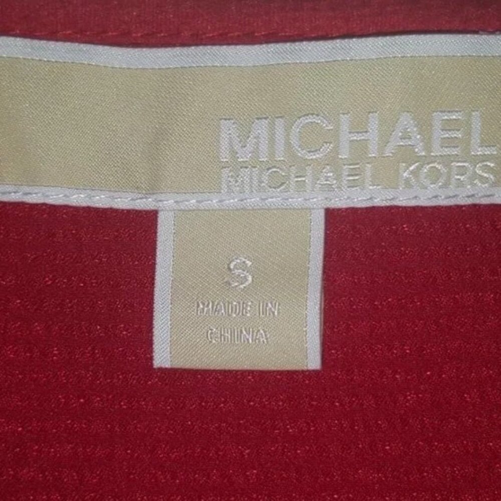 Michael Kors Red Satin Ruffle Blouse - Picture 4 of 5